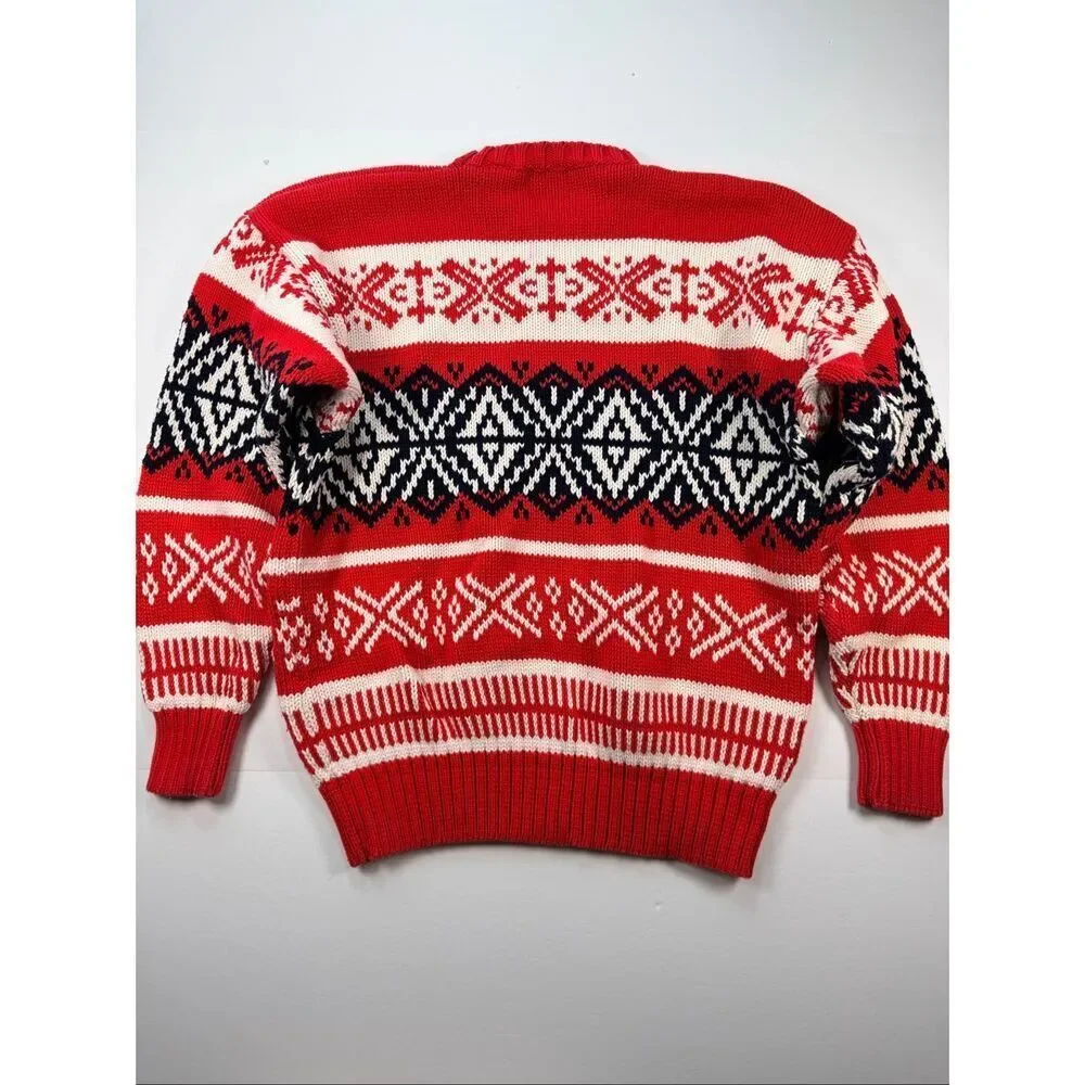 Vintage Gap Sweater Mens Large Pullover Red Nordic Grandpa Snow Flake Vintage